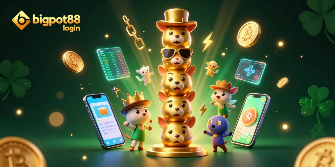 Experience seamless gaming with bigpot88 login in this vibrant illustration of a casino-themed adventure.