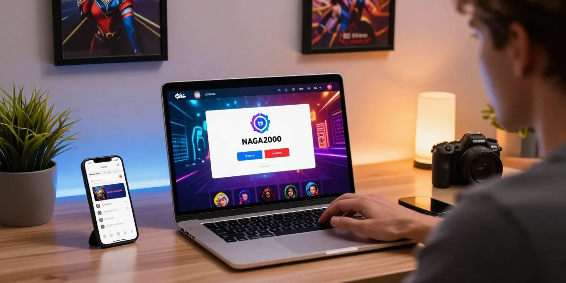 NAGA2000 user logging into a secure iGaming platform with vibrant interface and professional setup.