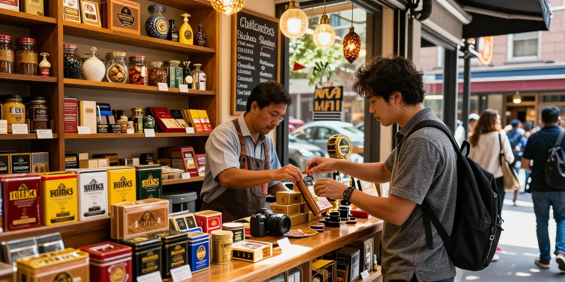 rokok88 premium tobacco display in a vibrant urban shop, creating an inviting atmosphere