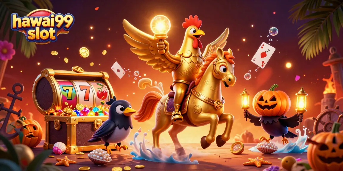 Engage with the thrilling hawai99 slot experience featuring a golden rooster and dynamic visuals.