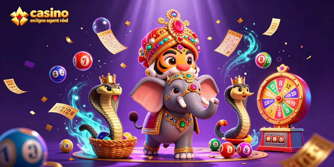 Jouez dans un casino en ligne argent réel avec un éléphant en joyau et une ambiance festive.