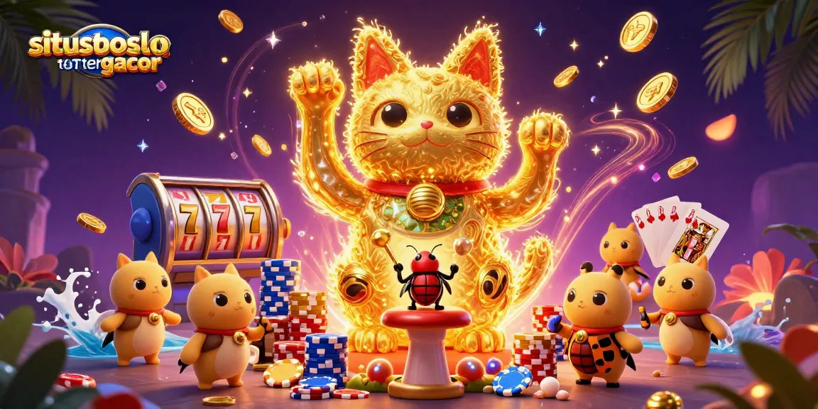 Experience thrilling action at situstotoslottergacor with a vibrant casino scene of lucky symbols and festive elements.