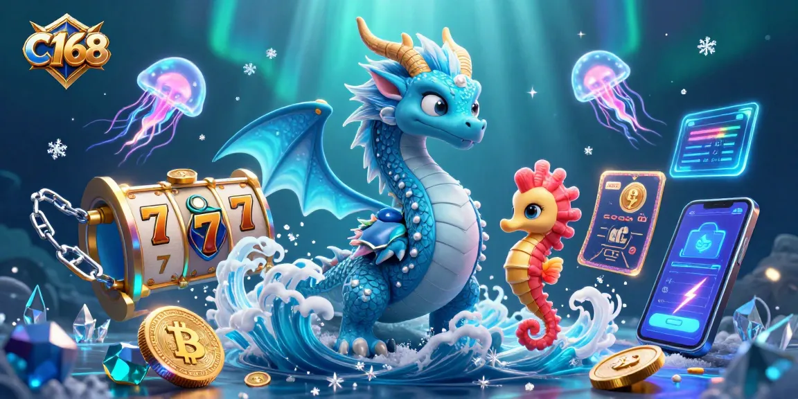 Engage with C168's vibrant casino world featuring animated slot reels and underwater elements